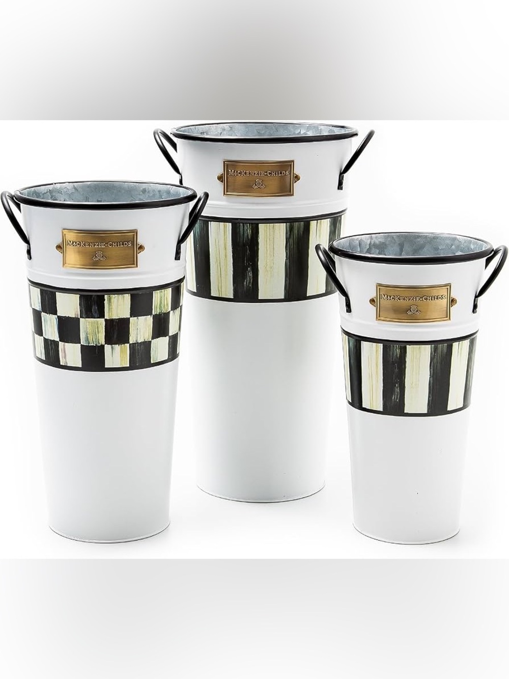 Mackenzie-Childs Spectator Flower Buckets, Set of 3